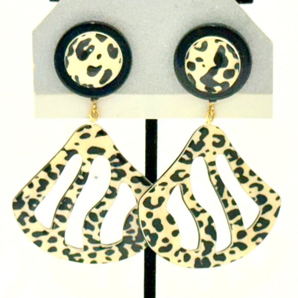 Vintage '80s Animal Print Post Dangle Earrings - Estate Collection - Picture 5 of 5